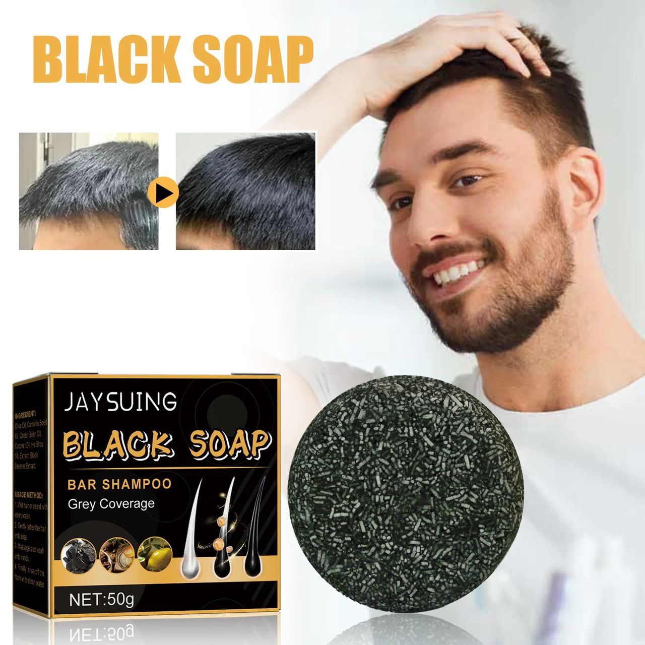 Savon BIO Pour Barbe et Cheveux Blanc