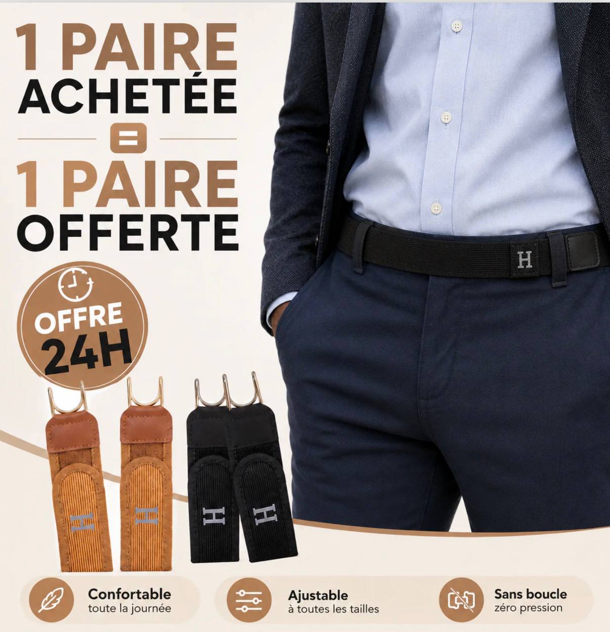 H-Belt™ – La ceinture sans boucle, confortable et ajustable